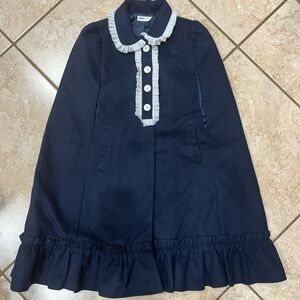Girls Shein Navy Blue Cape Coat Size 8 VGUC